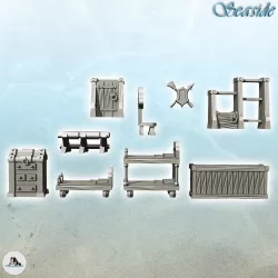 Set of medieval interior accessories (5) - Pirate Jungle Island Beach Piracy Caribbean Medieval Skull Renaissance