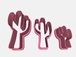 Set x3 cactus cookie cutter