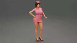 sexy nurse standing in a pink outfit