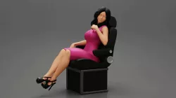 Sexy Woman in dress Sitting On Seat Plane - 2 models