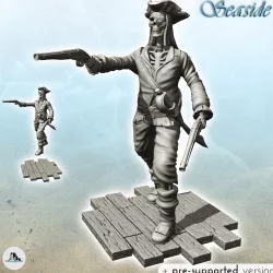 Skeleton pirate with eye patch, pistols and sword (13) - Jungle Blackbeard Island Beach Piracy Caribbean Medieval