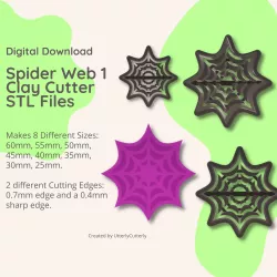 Spider Web 1Clay Cutter - Halloween STL Digital File Download- 8 sizes and 2 Cutter Versions