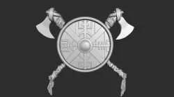 STL models for 3D printing and CNC Viking shield and axes