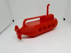 Toy submarine with spinning propeller