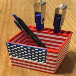 USB and Pencil Holder - United States Flag