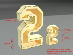 3D ALPHABET LETTERS & NUMBERS DESIGNS FOR LASER CUTTING +30CM