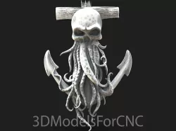 3D Model STL File for CNC Router Laser & 3D Printer Anchor with Skull Tentacles
