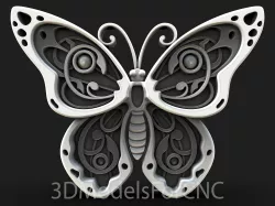 3D Model STL File for CNC Router Laser & 3D Printer Butterfly