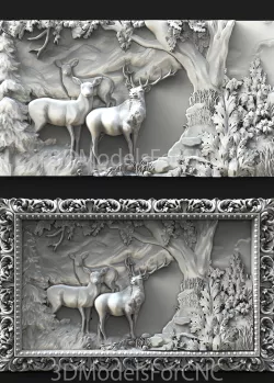 3D Model STL File for CNC Router Laser & 3D Printer Deer in the Forest 1 Pack