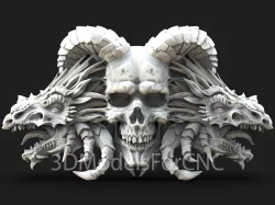 3D Model STL File for CNC Router Laser & 3D Printer Dragon Skull