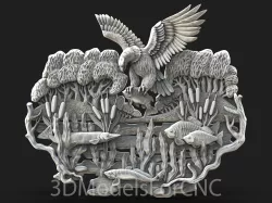 3D Model STL File for CNC Router Laser & 3D Printer Eagle Hunting in the Swamp