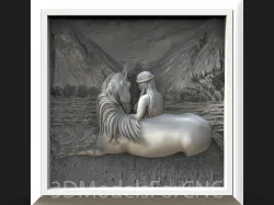 3D Model STL File for CNC Router Laser & 3D Printer Unicorn with Woman