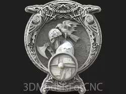 3D Model STL File for CNC Router Laser & 3D Printer Viking Warrior with Crow