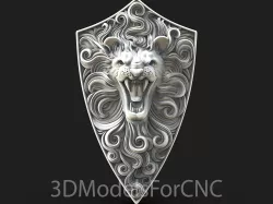 3D Model STL File for CNC Router Laser & 3D Printer War Lion Shield