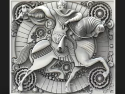 3D Model STL File for CNC Router Laser & 3D Printer Warrior Riding Horse 5