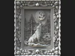 3D Model STL File for CNC Router Laser & 3D Printer Wolf and Moon