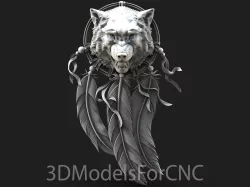 3D Model STL File for CNC Router Laser & 3D Printer Wolf Dreamcatcher