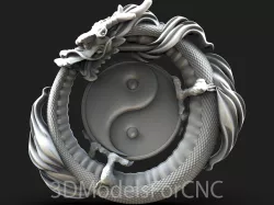 3D Model STL File for CNC Router Laser & 3D Printer Yin Yang Dragon