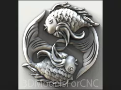 3D Model STL File for CNC Router Laser & 3D Printer Yin Yang Fish 1