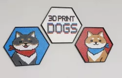 3D Print Dogs - hexagonal shiba inu wall art