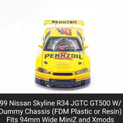 99 Skyline GTR R34 JGTC Body Shell with Dummy Chassis (Xmod and MiniZ)