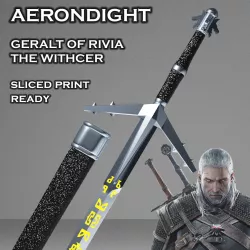 Aerondight -- Witcher Silver Sword -- Sliced Print Ready -- Geralt Of Rivia