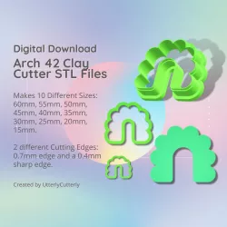 Arch 42 Clay Cutter - Bubble Arc STL Digital File Download- 10 sizes and 2 Cutter Versions Earrings, Pendant, Barrette