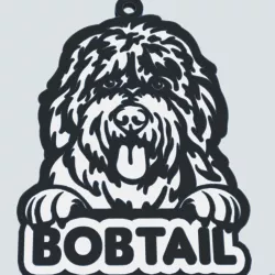 Bobtail dog breed keychain