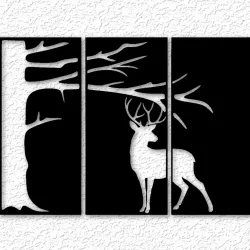 Deer panel set wall art 3 pc scenery wall decor 2d art