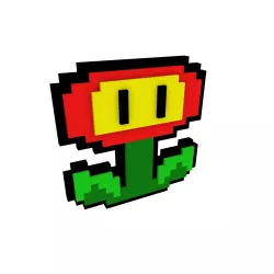 Fire Flower Pixelart 3d