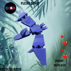 FLEXI DINO PRINT IN PLACE. (STL file for 3d printing).