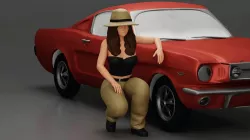 gangster homie lowrider girl in hat sitting beside car
