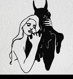 GIRL HUGGING SHADOW WALL ART 2D DECORATION