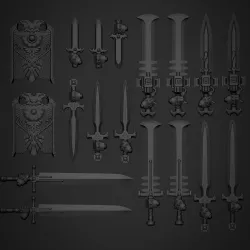 Golden Janitor Weapon Bits - Shield and Sword