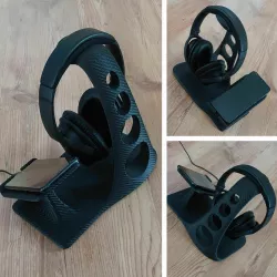 Headphone stand with phone stand