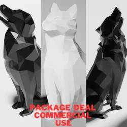LOW POLY Commercial Use Package DEAL (Wolf, Dog, Cat)