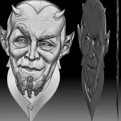 Lucifer lawyer Demon Mefistofel bas-relief for CNC router or 3D printer