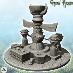 Magic totem of chaos with altar and wooden statue (13) - Ork Green Horde Fantasy Beast Chaos Demon Ogre