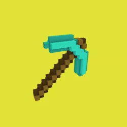 MINECRAFT DIAMOND PICKAXE PIXELART 3D