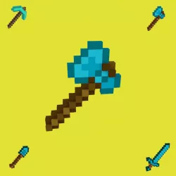 Minecraft Diamond Tools PIXELART 3D