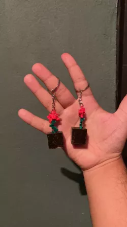 Minecraft Flower Keychain