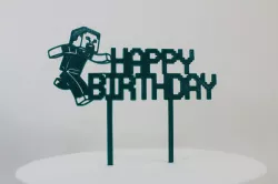 Minecraft Happy Birthday Cake Topper Stev