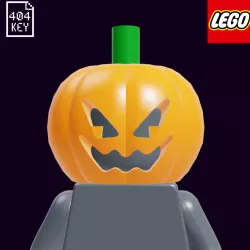 Minifigure, Headgear Head Cover, Pumpkin Jack O