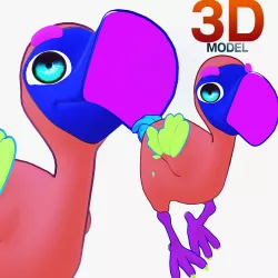 OSTRICH OSTRICH - DOWNLOAD OSTRICH 3d model - animated for blender-fbx-unity-maya-unreal-c4d-3ds max - 3D printing OSTRICH 2D POKÉMON DINOSAUR BIRD CARTOON