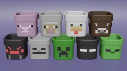 Pack of Minecraft inspired flowerpots