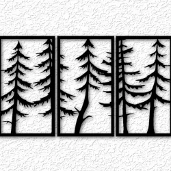 Pine tree panel set wall art tree scenery wall decor 2d art