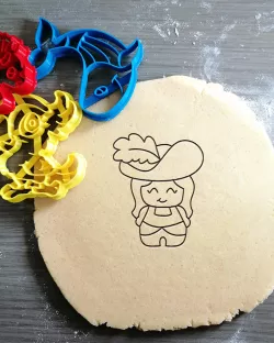 Pirate Girl Cookie Cutter + outline