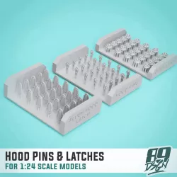 Racing hood pins/latches for 1:24 scale model cars