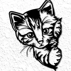 Realistic kitten Wall Art Realistic peeking Kitten Wall Decor