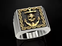 Ring Skull and Anchor 2